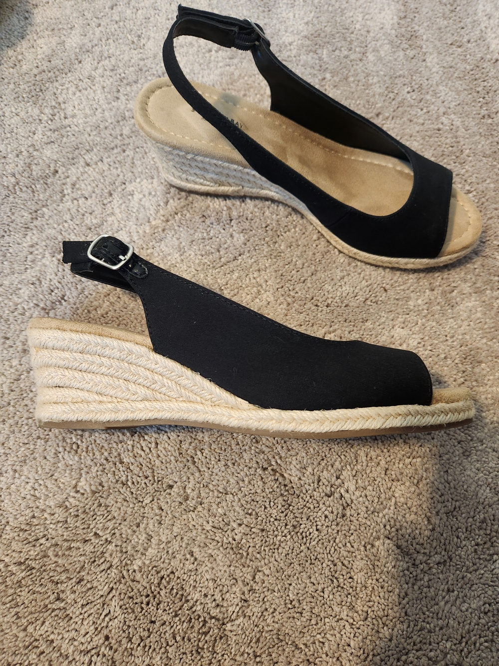St. John's Bay Black Espadrille Wedge Slingbacks